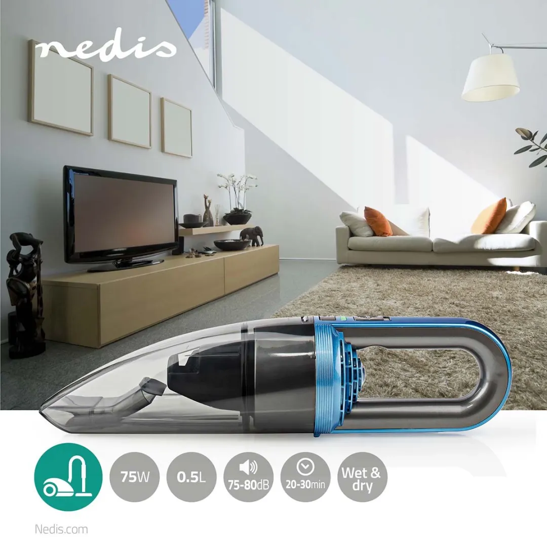 Nedis VCHH6BU75 Handstofzuiger 75W - Blauw/Grijs