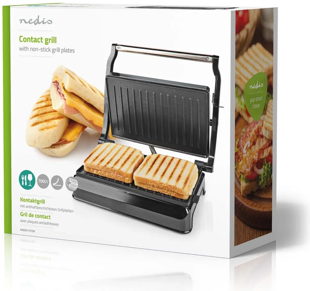 Nedis Contact Grill KAGR111FSR - 700W - Zilver