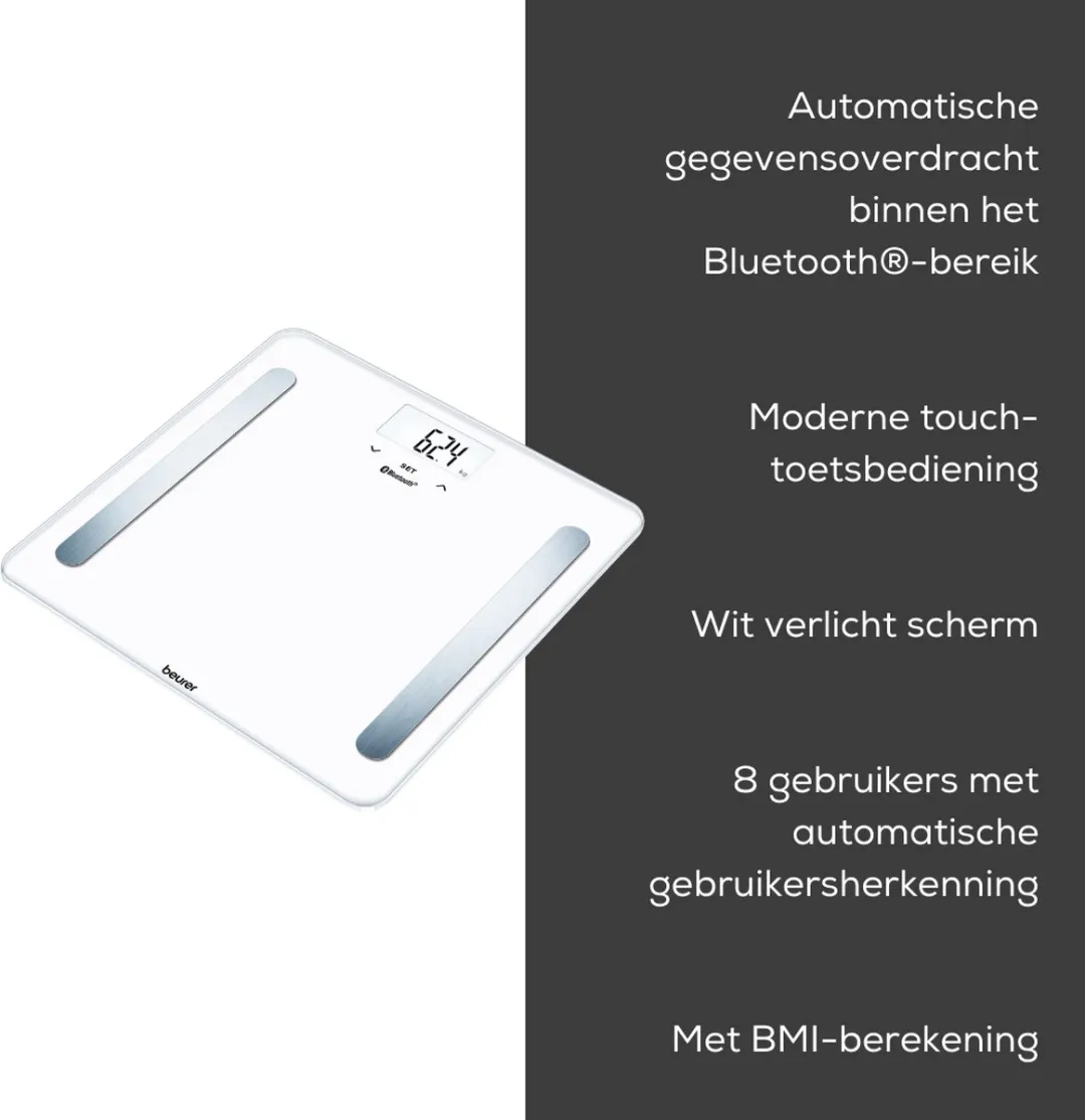Beurer BF 600 Personenweegschaal - Lichaamsanalyse - 8 Gebruikers - Wit
