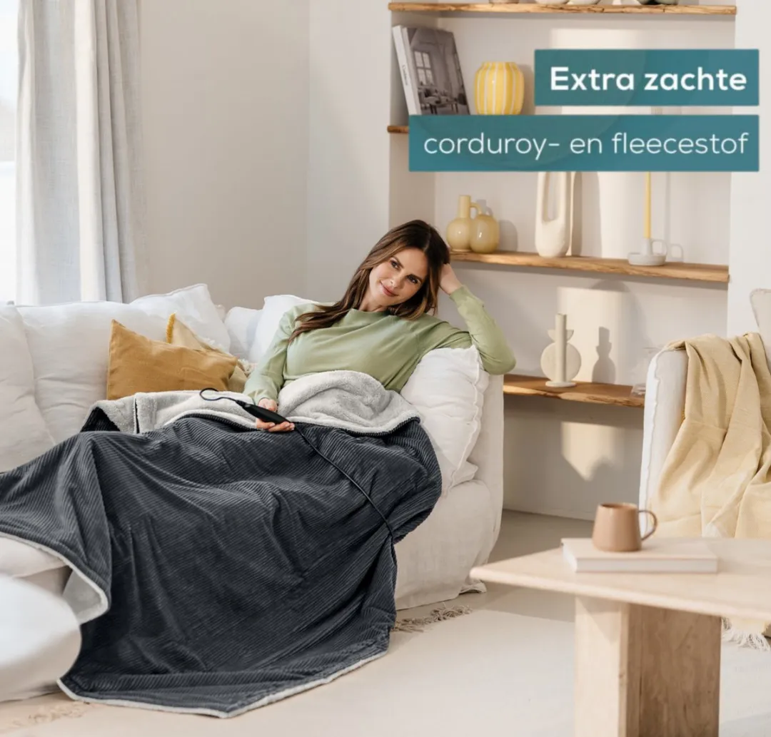 Beurer Premium Elektrische Deken 1 persoons 180x130cm - BSS - Grijs