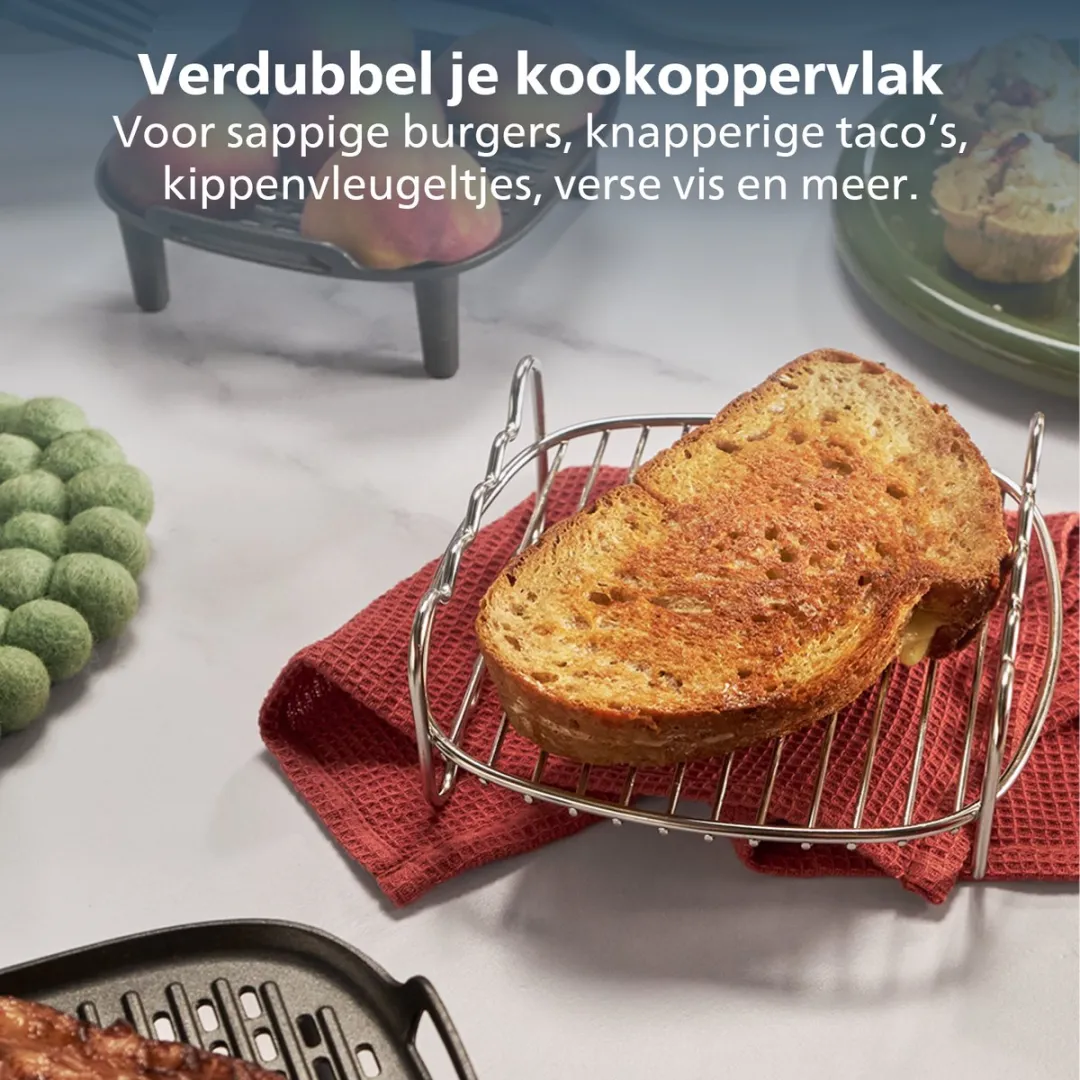 Philips HD9920/00 Airfryer Accessoire - 2-laagse kookset - Zilver