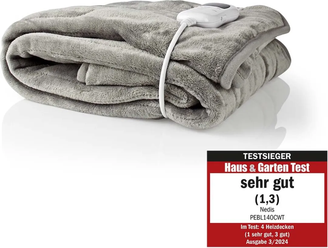 Nedis PEBL140CWT Elektrische Deken - 1 Persoon 180x130cm - 9 standen