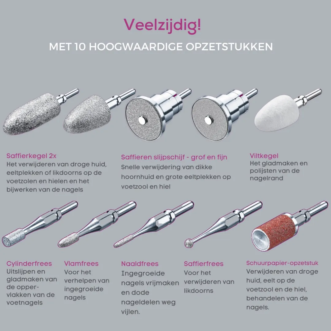 Beurer MP 62 Nagelvijl Set - 10 Opzetstukken - 5400 RPM - Wit