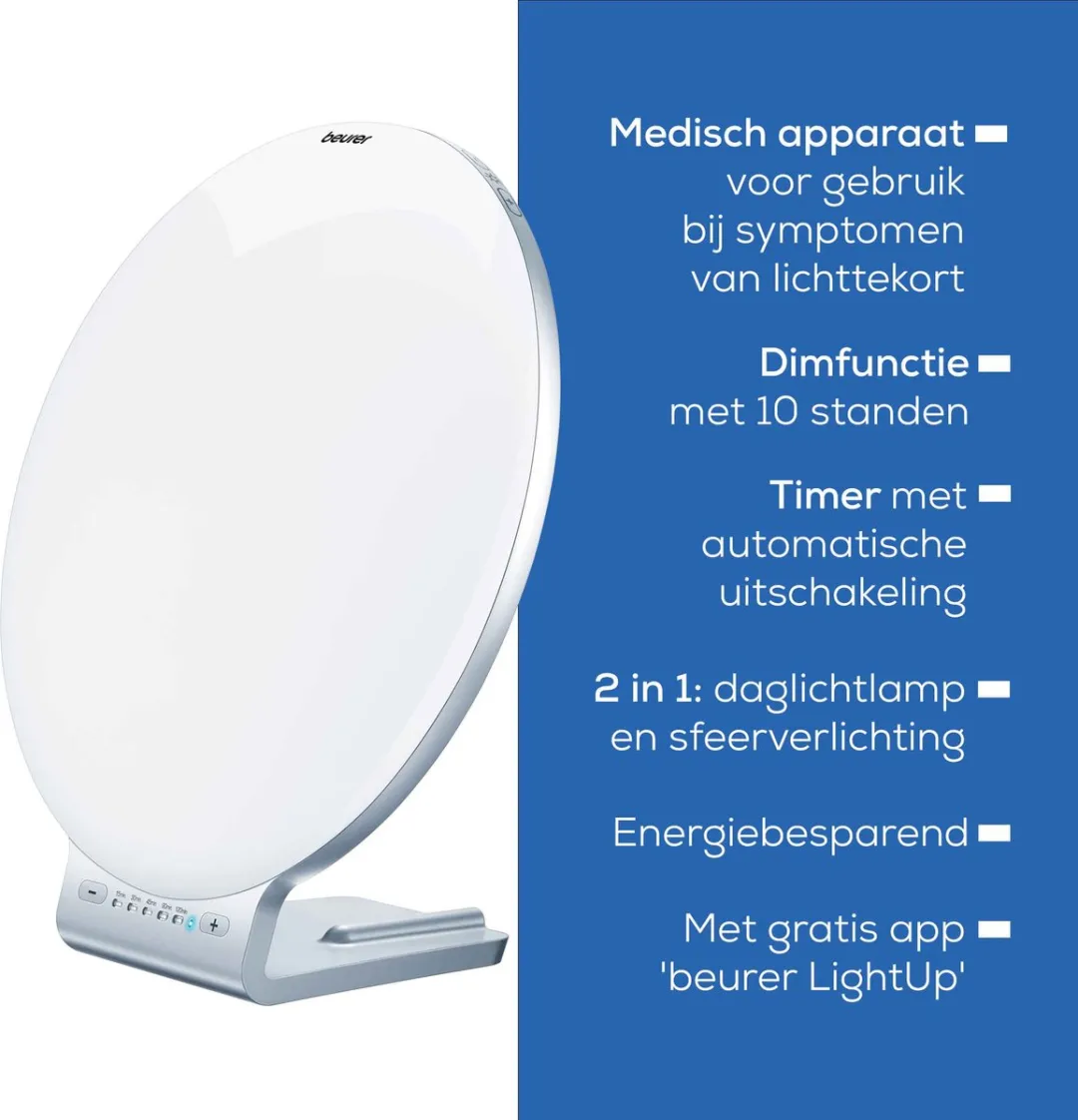 Beurer TL 100 Daglichtlamp 10.000 Lux - Rond Ø33cm - 256 Kleuren