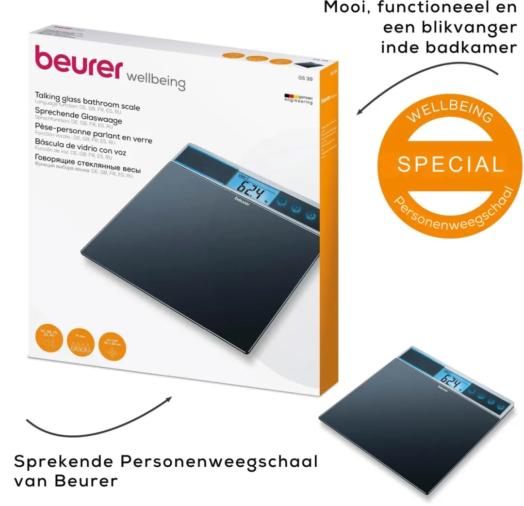 Beurer GS 39 Personenweegschaal - 4 Gebruikers - 150 kg - Zwart