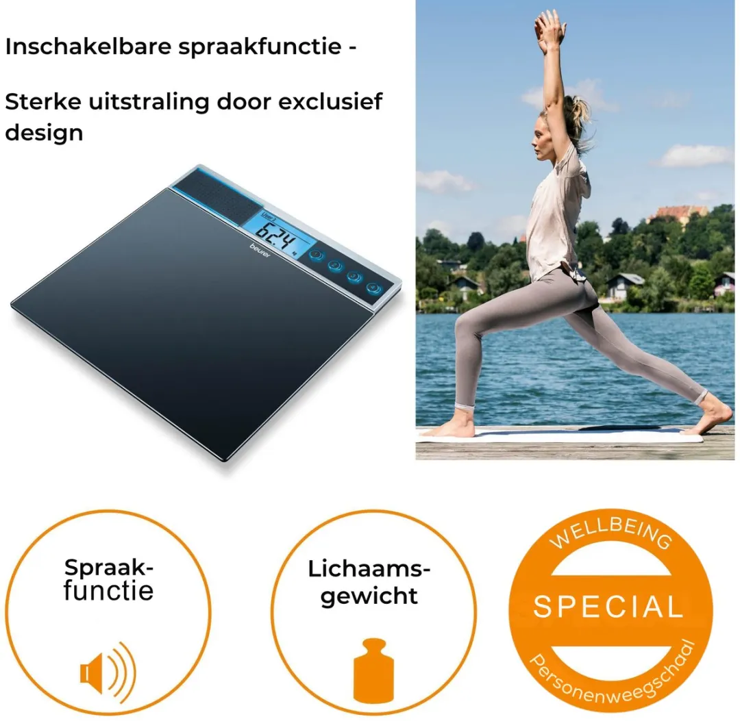 Beurer GS 39 Personenweegschaal - 4 Gebruikers - 150 kg - Zwart
