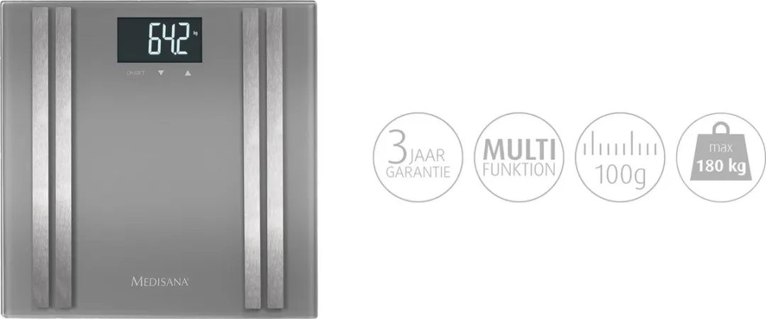 Medisana BS 476 Lichaamsanalyseweegschaal - 180 kg - Grijs