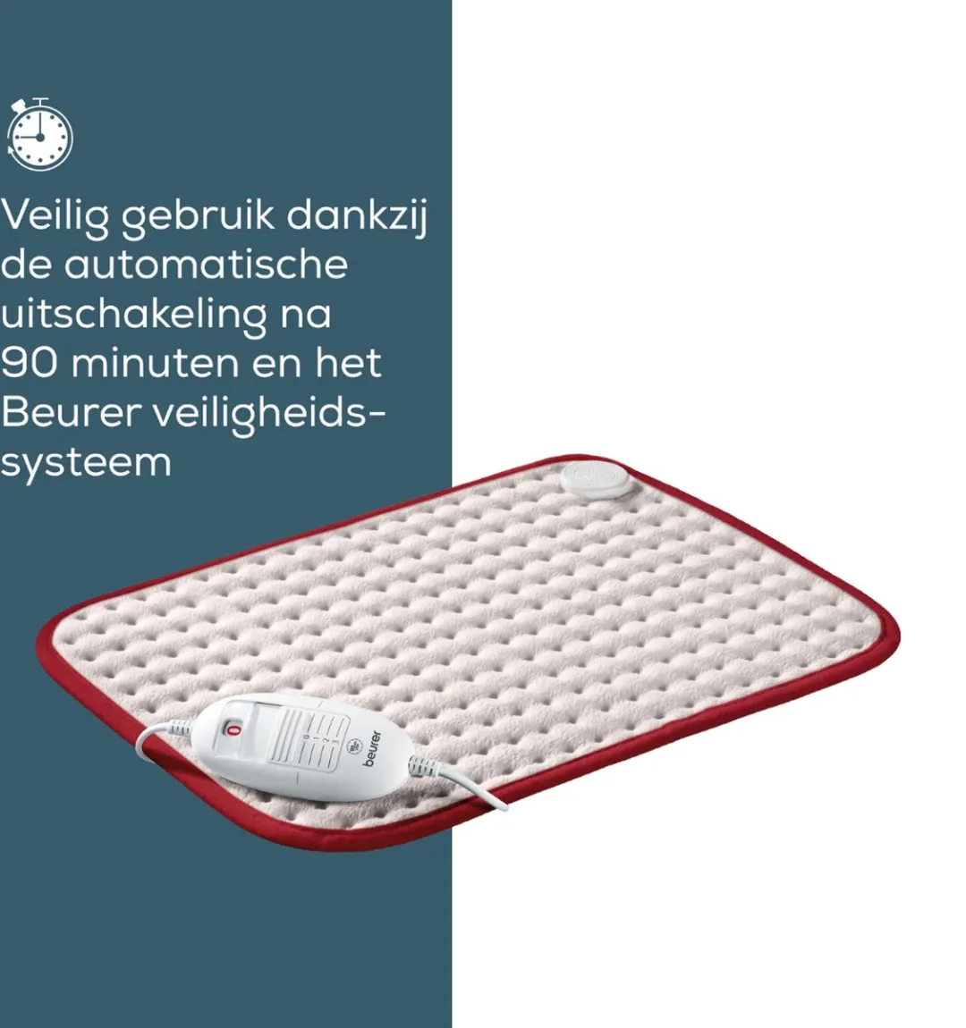 Beurer HK 123 XXL Elektrisch Warmtekussen - 44x33cm - 6 Warmtestanden - Wit/Rood