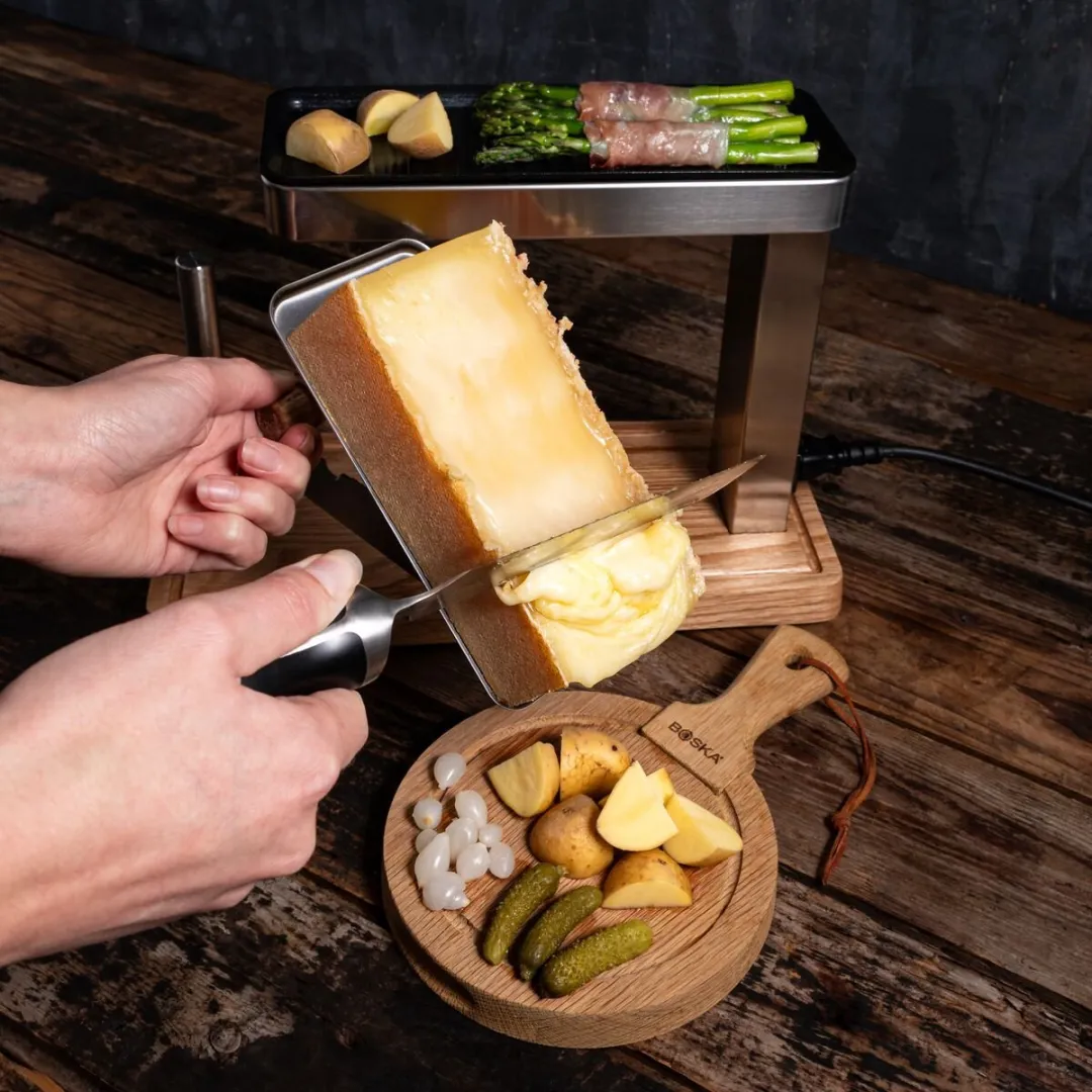 Boska Raclette & Grill 2 Personen - PFAS-vrije Grillplaat - Eikenhout