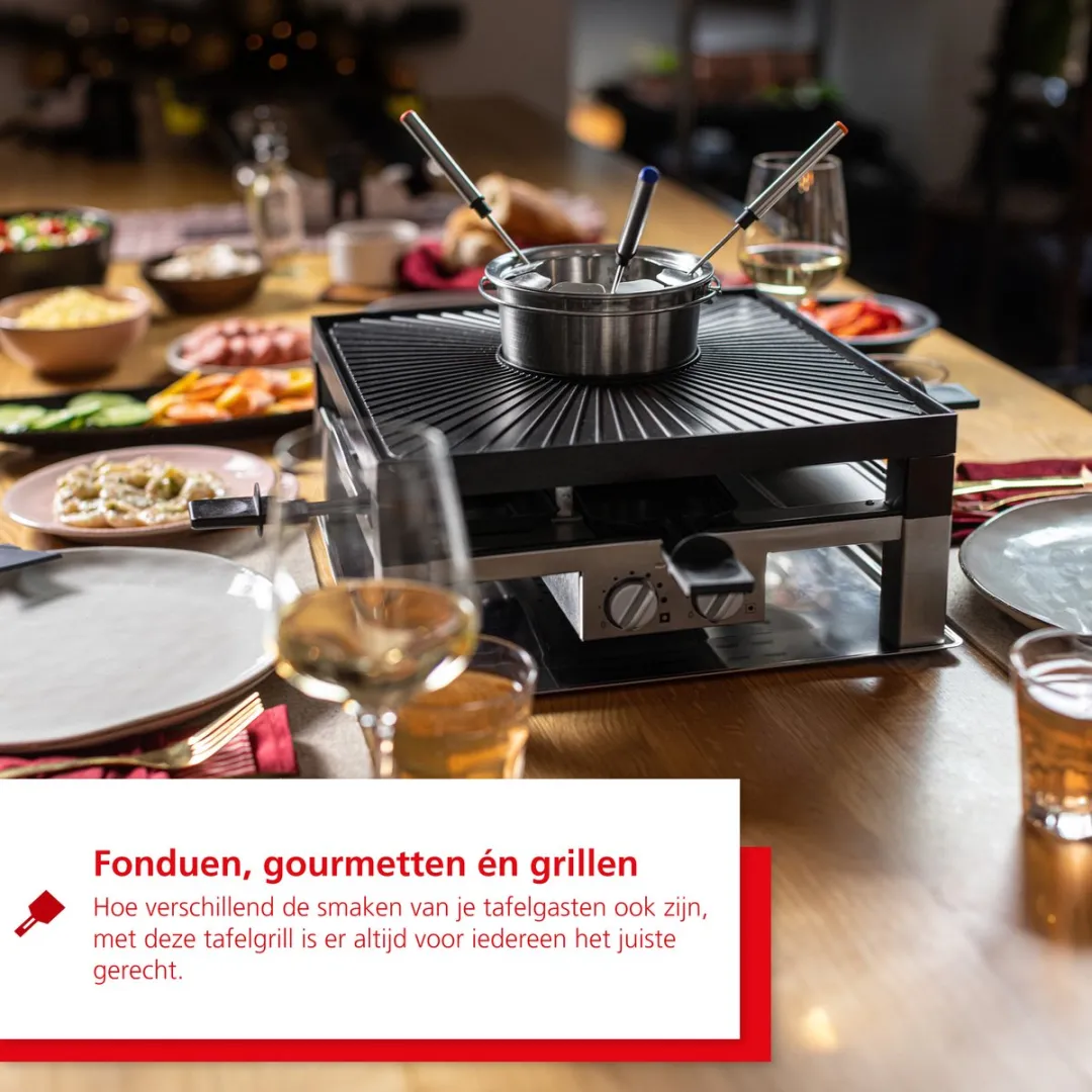 Solis Combi Tafelgrill 796 Gourmetstel 8 Personen - Fondue/Raclette/Grill