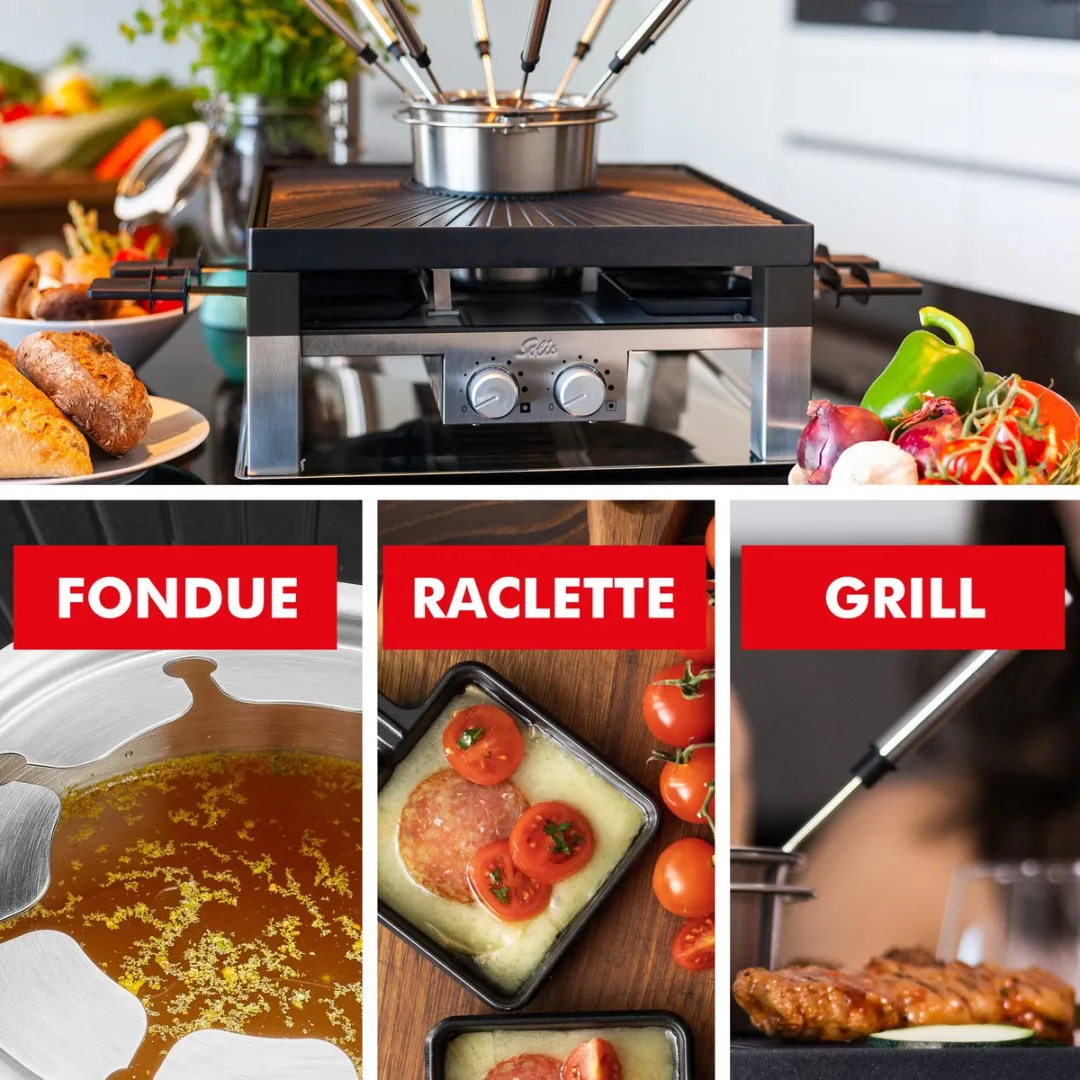 Solis Combi Tafelgrill 796 Gourmetstel 8 Personen - Fondue/Raclette/Grill
