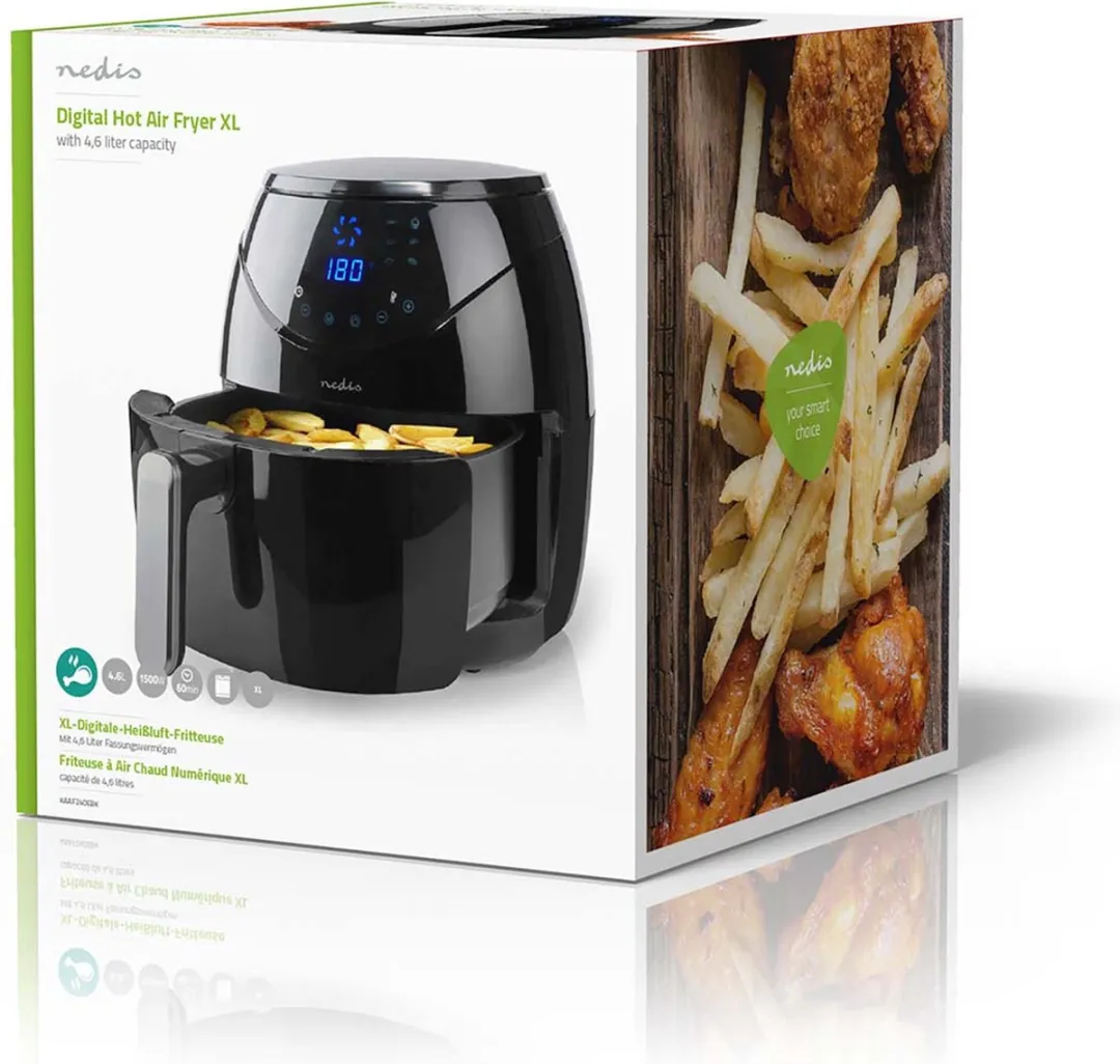 Nedis Heteluchtfriteuse 4.6L - 1500W - Digitaal - Zwart