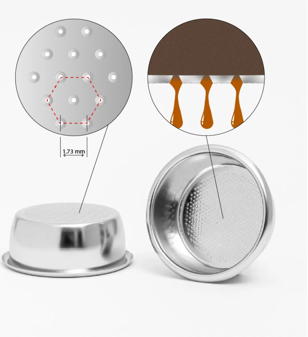 Solis IMS Perfetta Shower Screen & Filterbakje 14-16/21-23g - 3 Stuks - Zilver