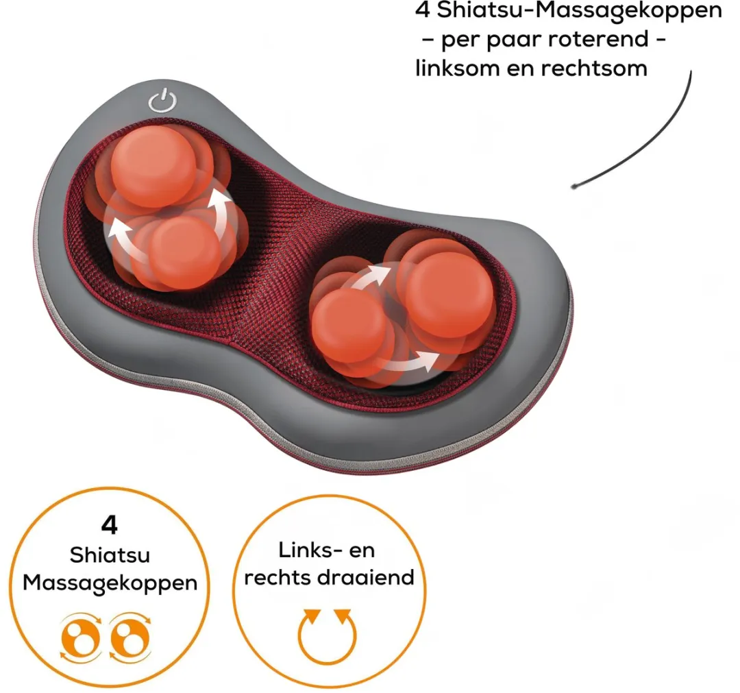 Beurer MG 149 Shiatsu Massagekussen - 4 Koppen - Infrarood & Licht