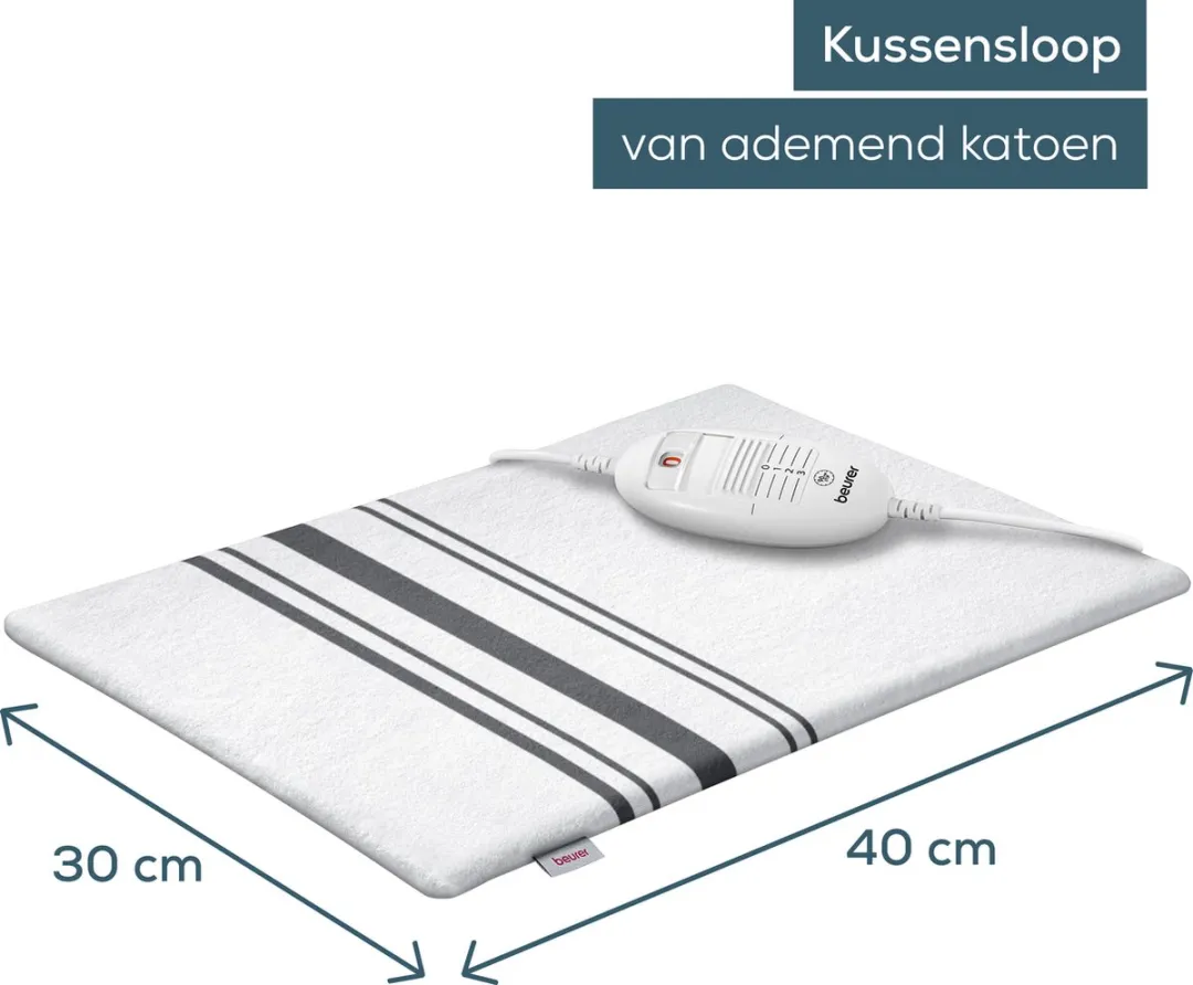 Beurer HK 25 Elektrisch Warmtekussen 40x30cm - 6 Warmtestanden - Wit-Zwart