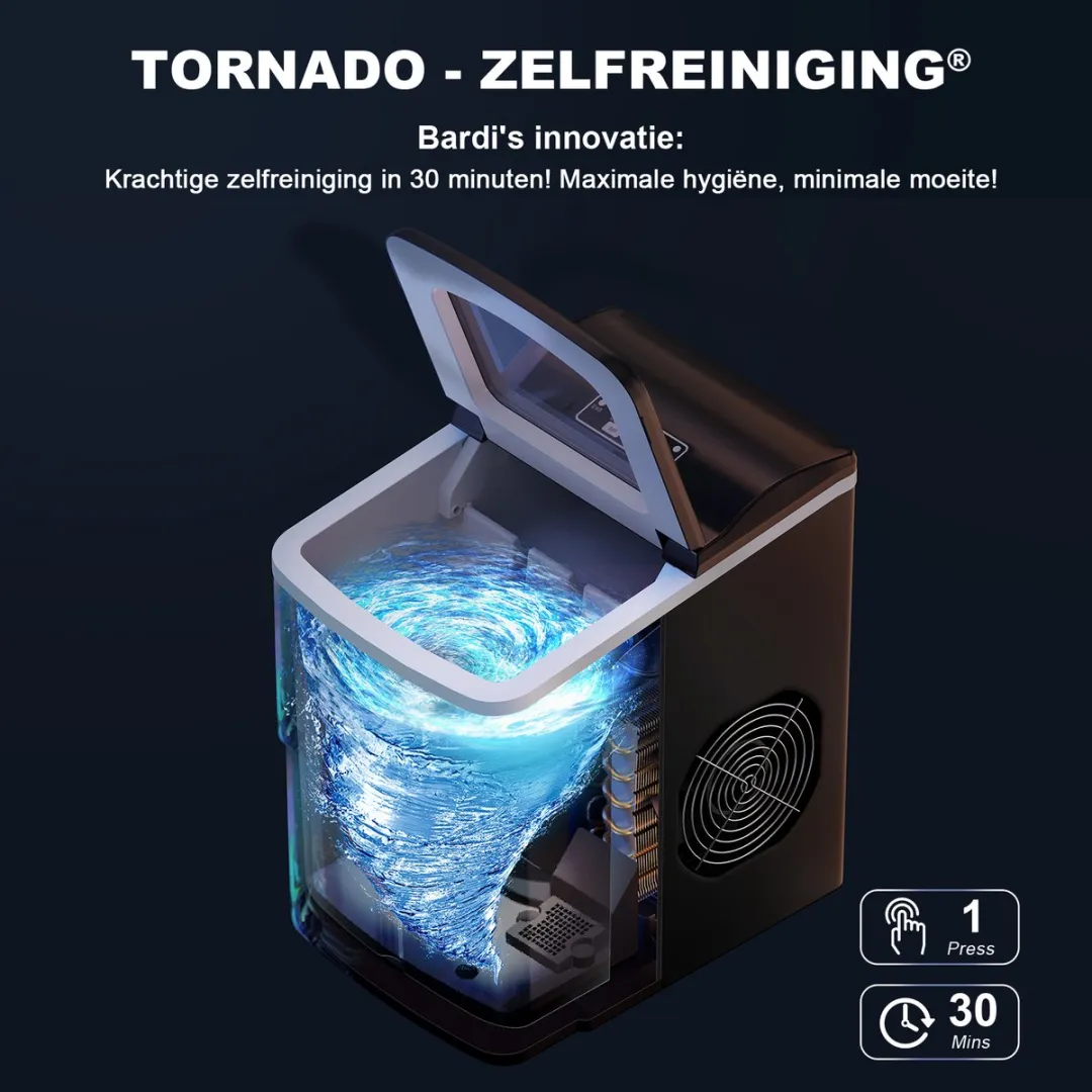 Bardi Deluxe IJsblokjesmachine 2L - Zwart - 3 Thermosbekers