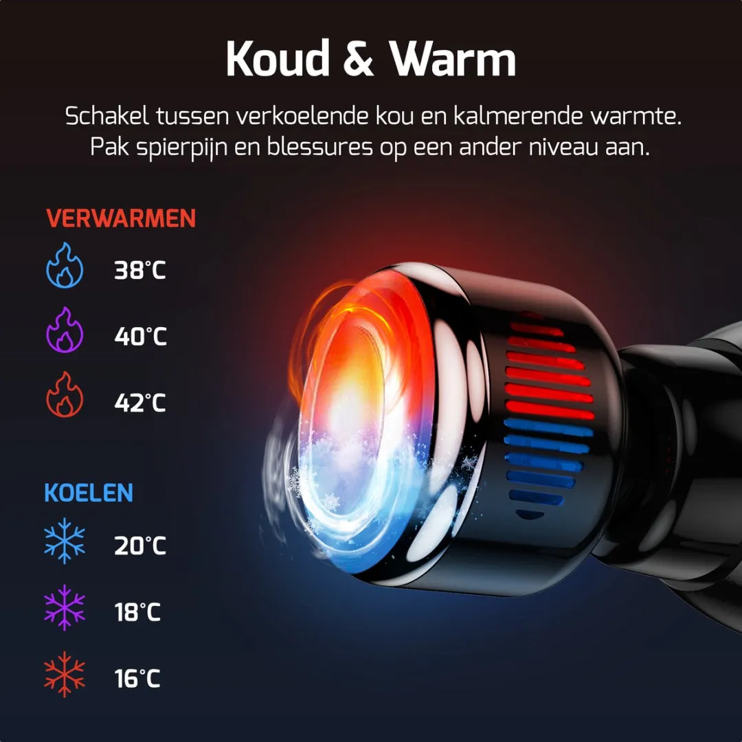 FITAGE Infrarood Massage Gun Professioneel - Warm & Koud Massage Apparaat - Massageapparaat Massagegun - Massage Pistool - Zwart