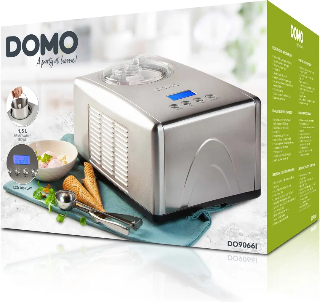 Domo DO9066I IJsmachine 1,5L - 3 Programma's - 180W - RVS