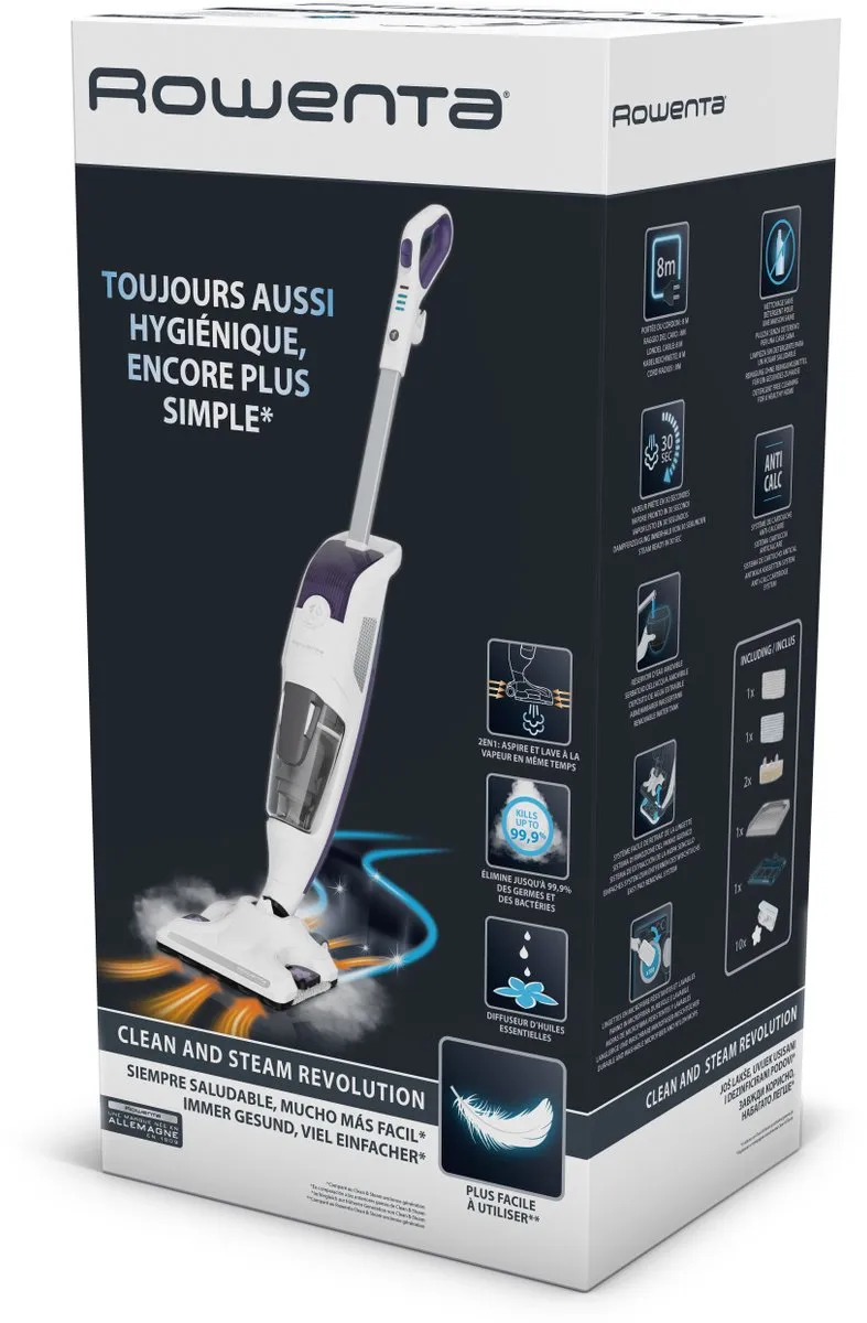 Rowenta RY7731WH Stoomreiniger - 1500W - 0,7L - Wit/Violet