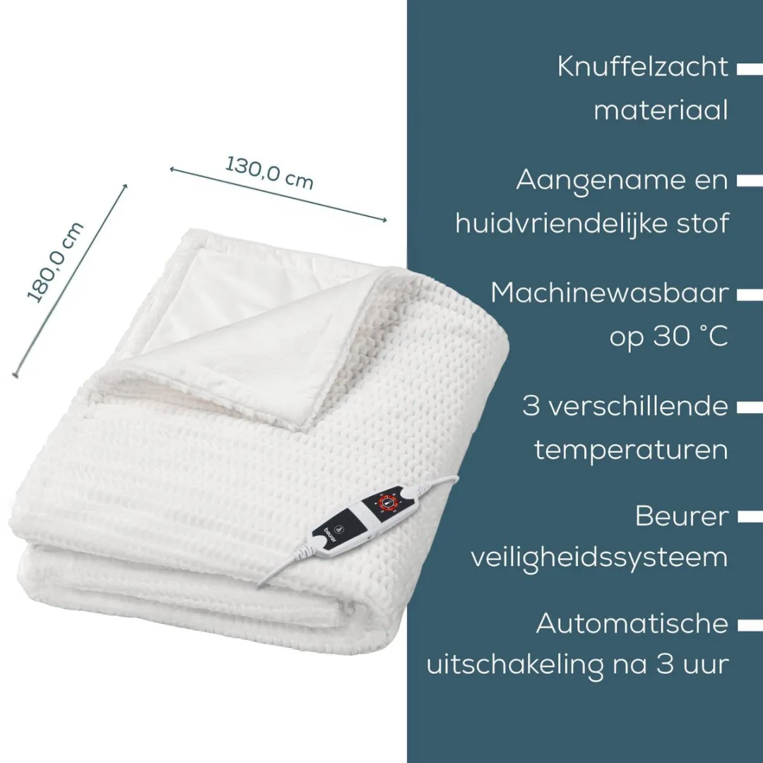 Beurer Premium Warmtedeken 180x130cm Wit - 100W - BSS - afbeelding 6 van 6