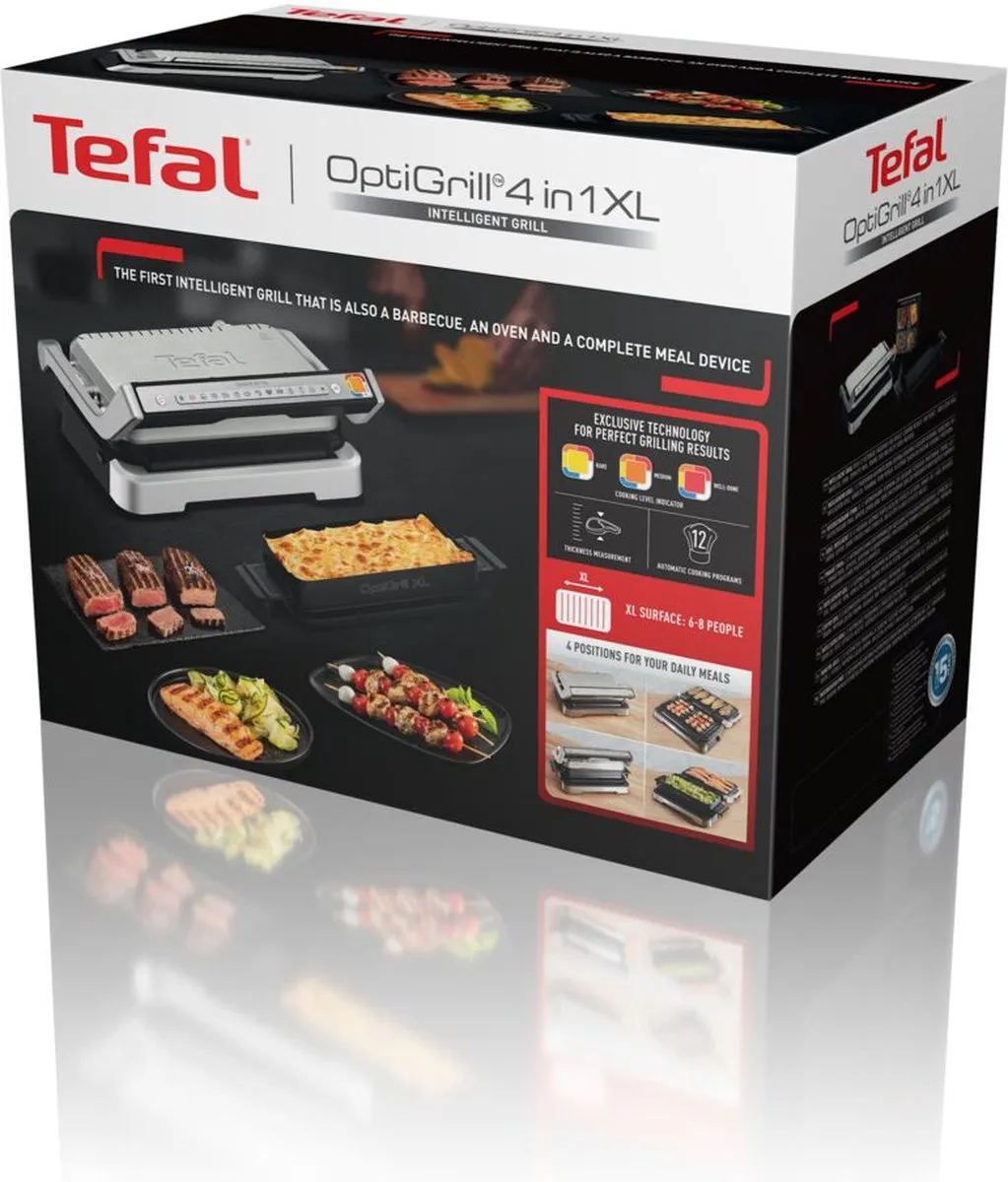 Tefal OptiGrill 2-in-1 XL GC782D Contactgrill - 2200W - RVS