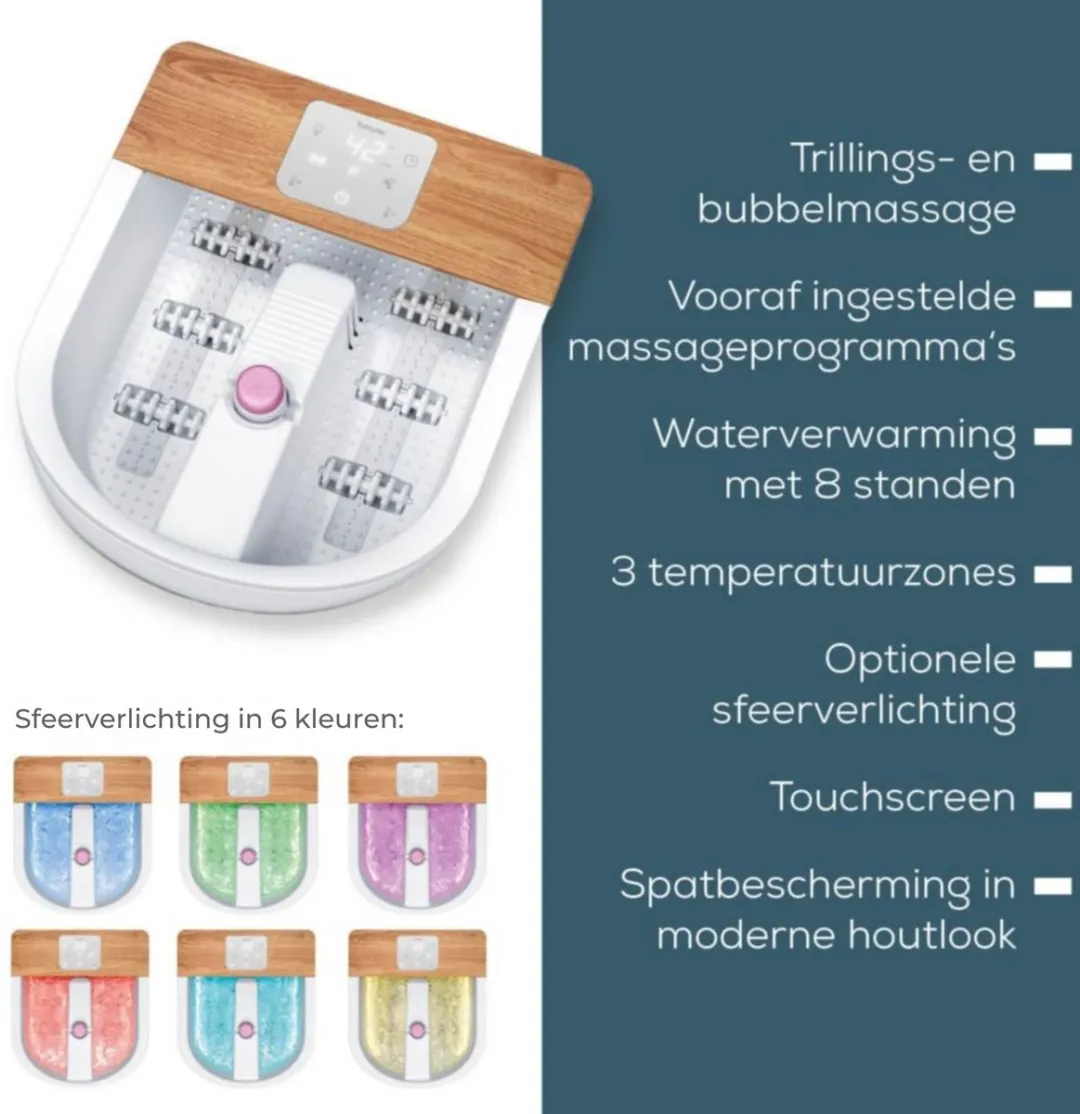 Beurer FB 65 Elektrisch Voetenbad - Trillings- en Bubbelmassage - 3 Opzetstukken