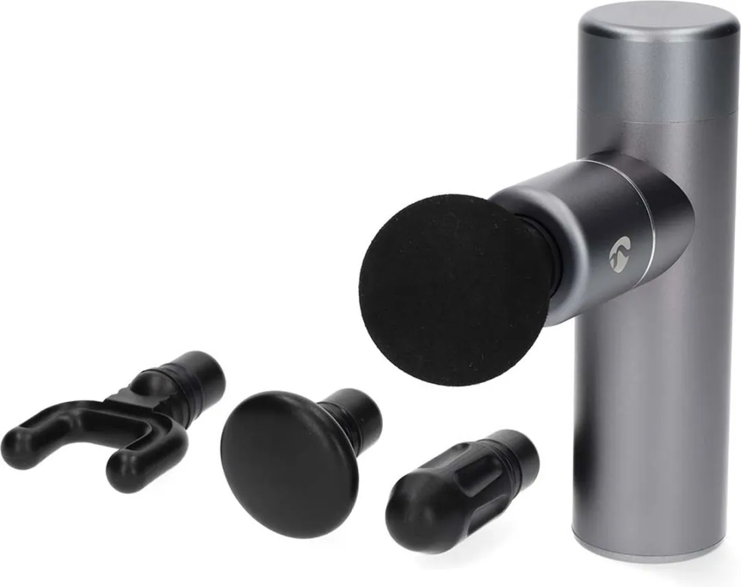 Nedis SmartLife BTHMSG10GY Mini Massagepistool - 4 Koppen - Donkergrijs