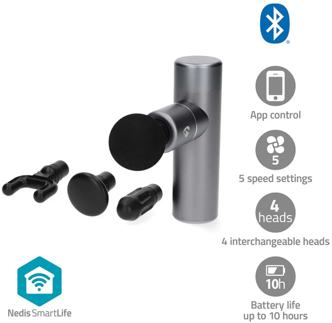 Nedis SmartLife BTHMSG10GY Mini Massagepistool