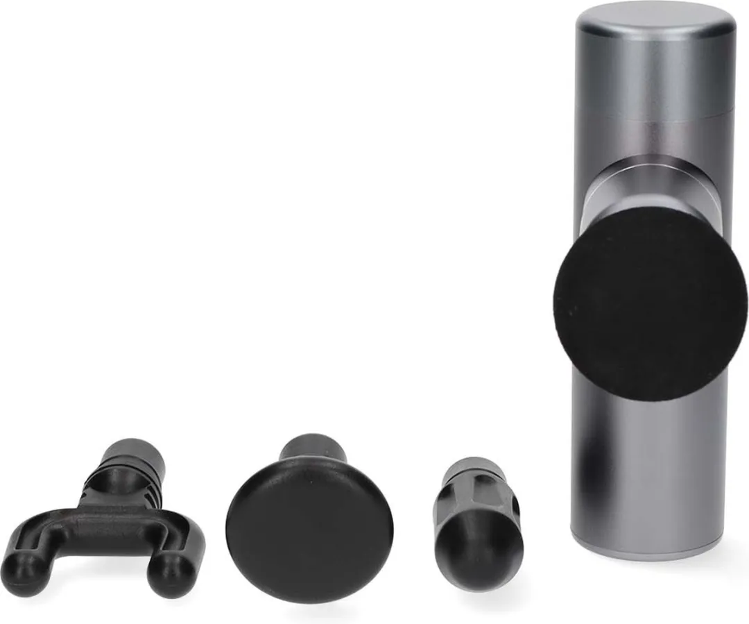 Nedis SmartLife BTHMSG10GY Mini Massagepistool - 4 Koppen - Donkergrijs