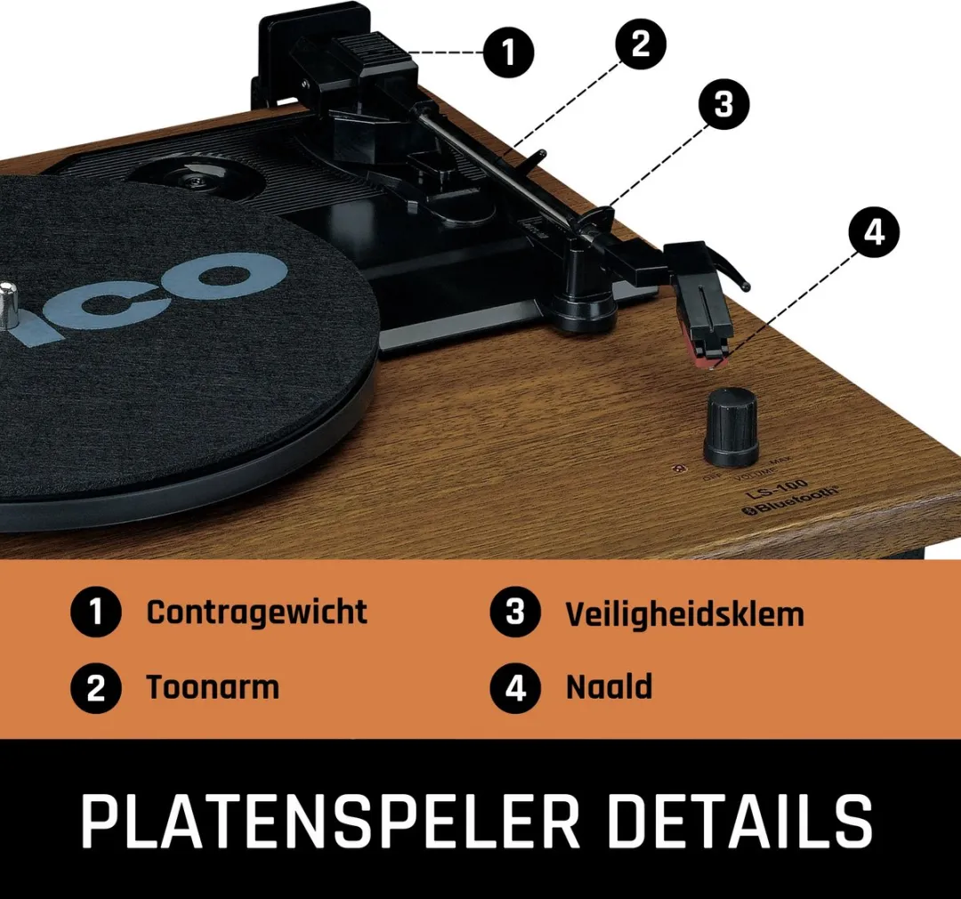 Lenco LS-100WD Platenspeler met Bluetooth - Eiken