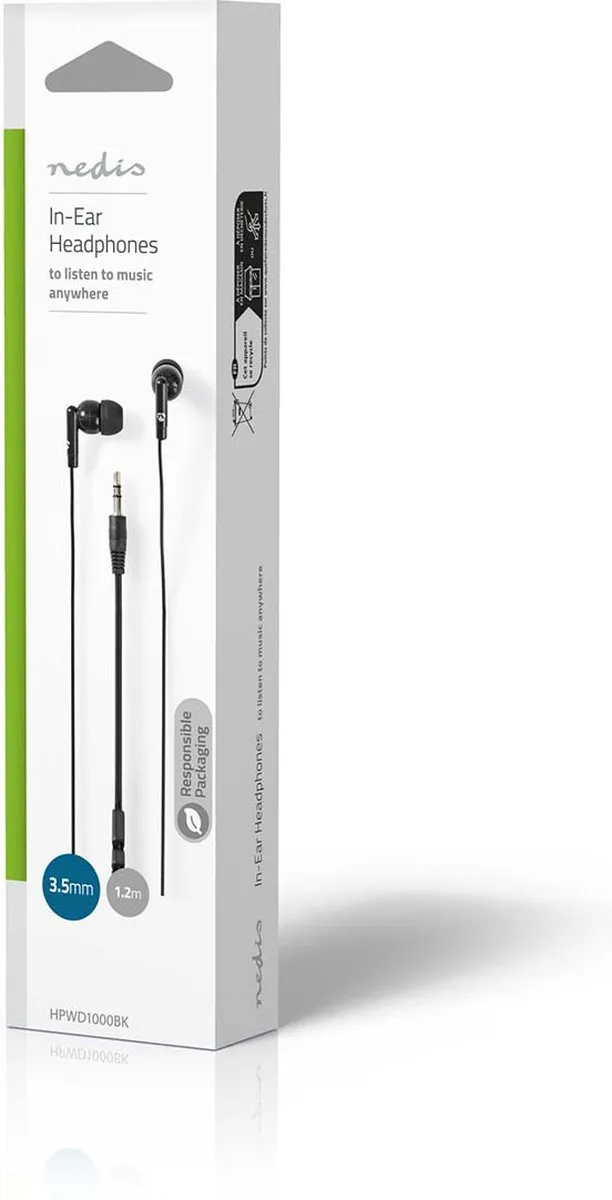 Nedis HPWD1000BK Bedrade Koptelefoon 1.2m - Zwart