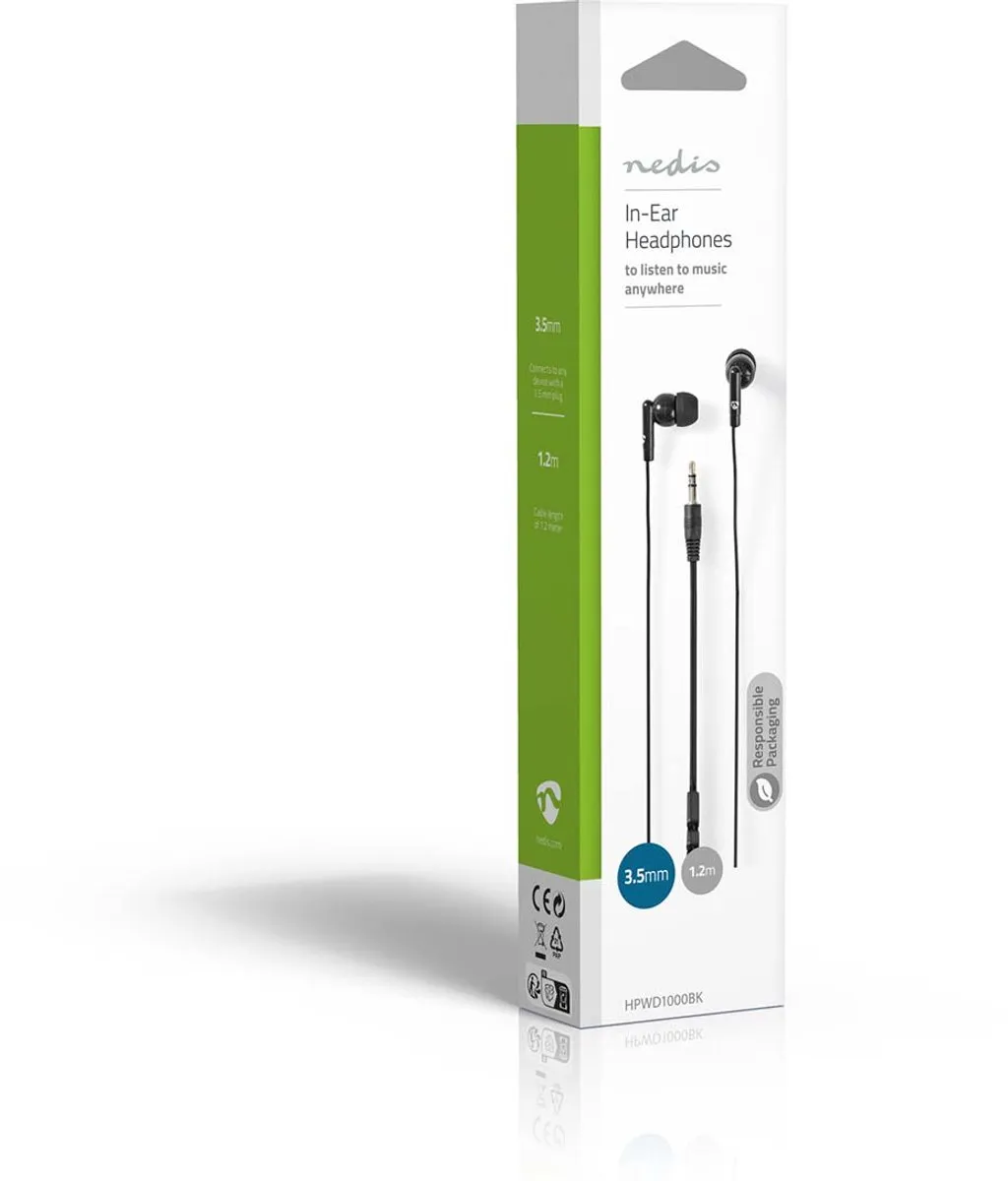 Nedis HPWD1000BK Bedrade Koptelefoon 1.2m - Zwart