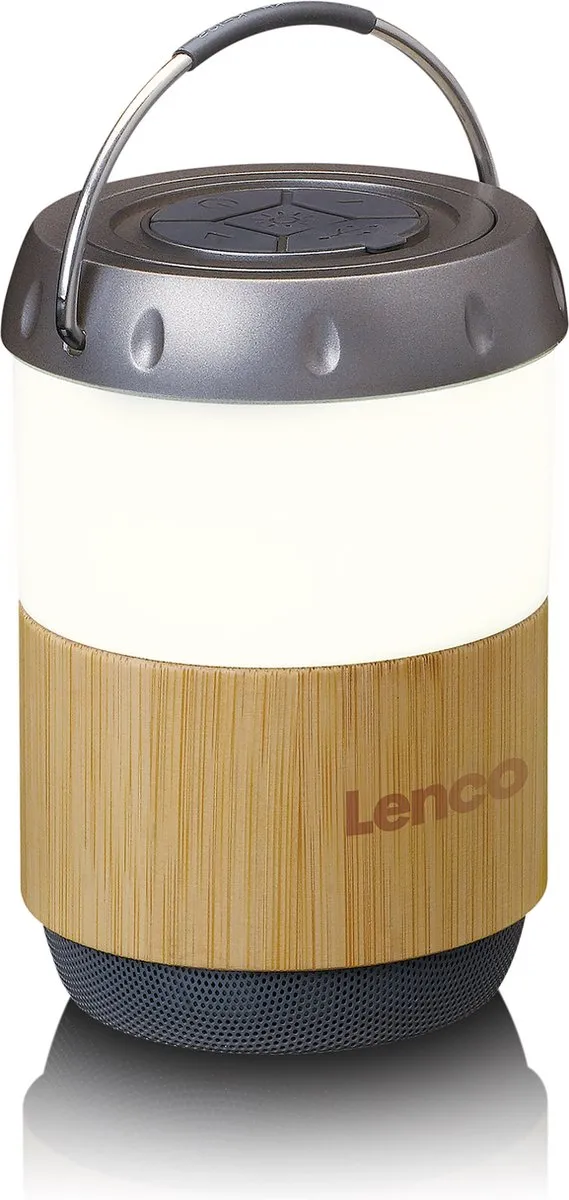 Lenco BTL-030BA Lantaarn met Bluetooth Speaker - Wit-Bamboe