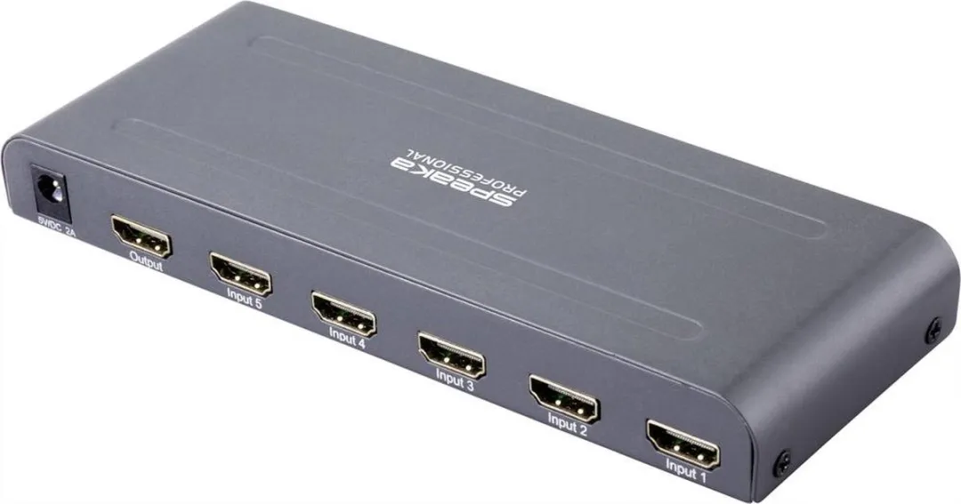 SpeaKa Professional SP-HSW-250 HDMI-switch 5 poorten - 4K@60Hz - Zwart