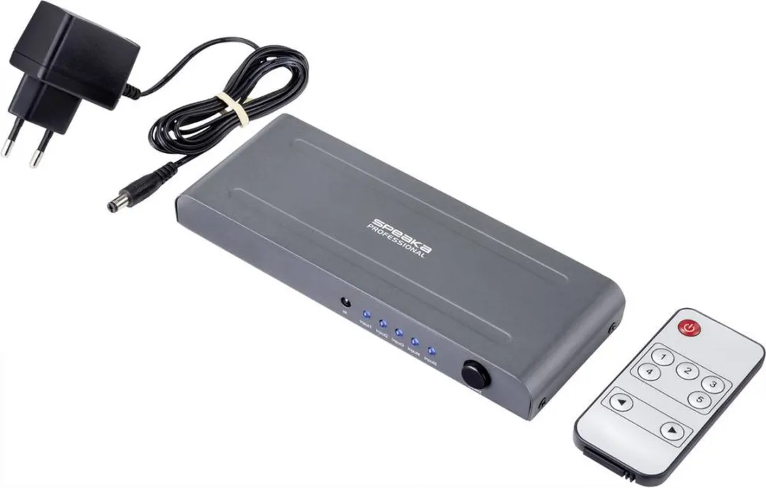 SpeaKa Professional SP-HSW-250 HDMI-switch 5 poorten - 4K@60Hz - Zwart