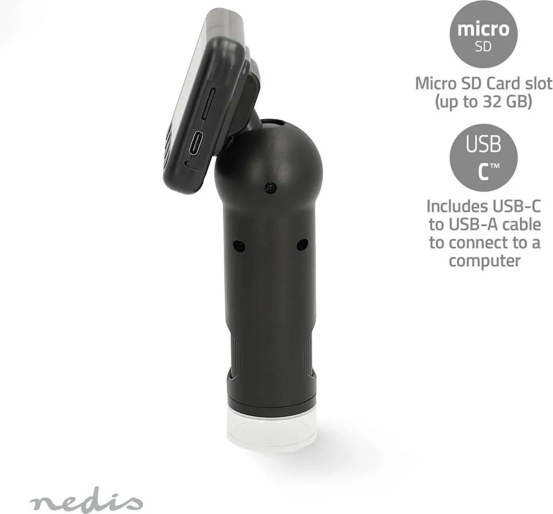 Nedis MCAM2424BK Microscoopcamera 48MP - 8x Zoom - 2" Scherm - Zwart