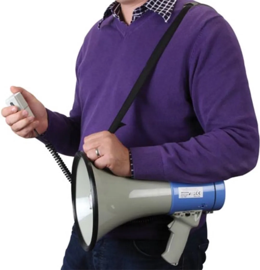Velleman Megafoon 25W - 500m met sirene & microfoon - Grijs/Zwart/Blauw