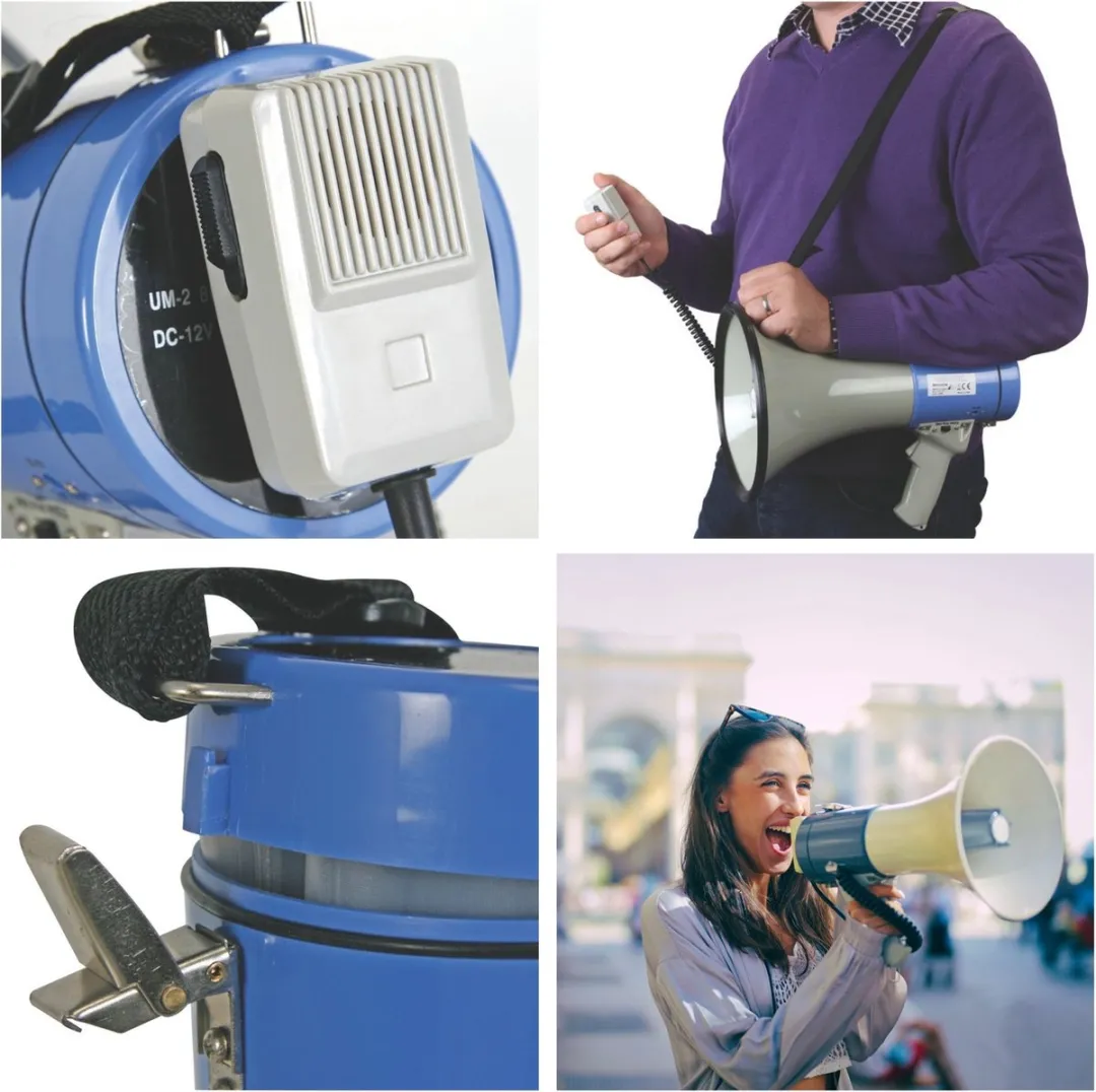 Velleman Megafoon 25W - 500m met sirene & microfoon - Grijs/Zwart/Blauw
