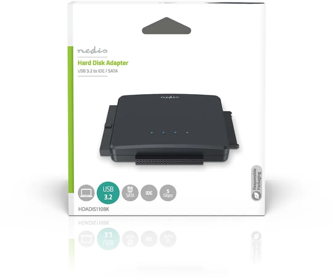 Nedis HDADIS110BK Hardeschijfadapter USB 3.2 - IDE/SATA - 2.5/3.5" - Zwart