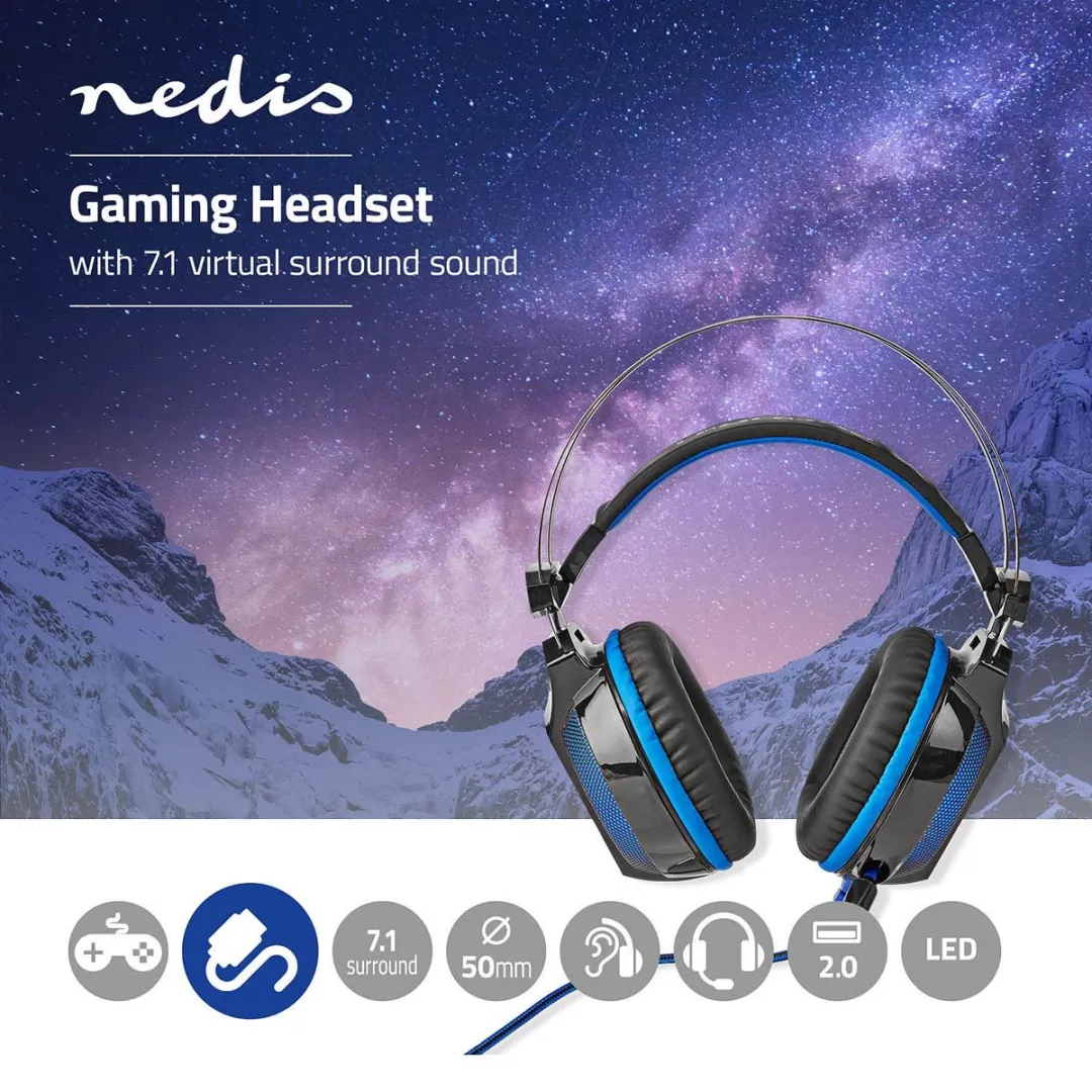 Nedis GHST500BK Gaming Headset - Over-Ear - USB - Zwart
