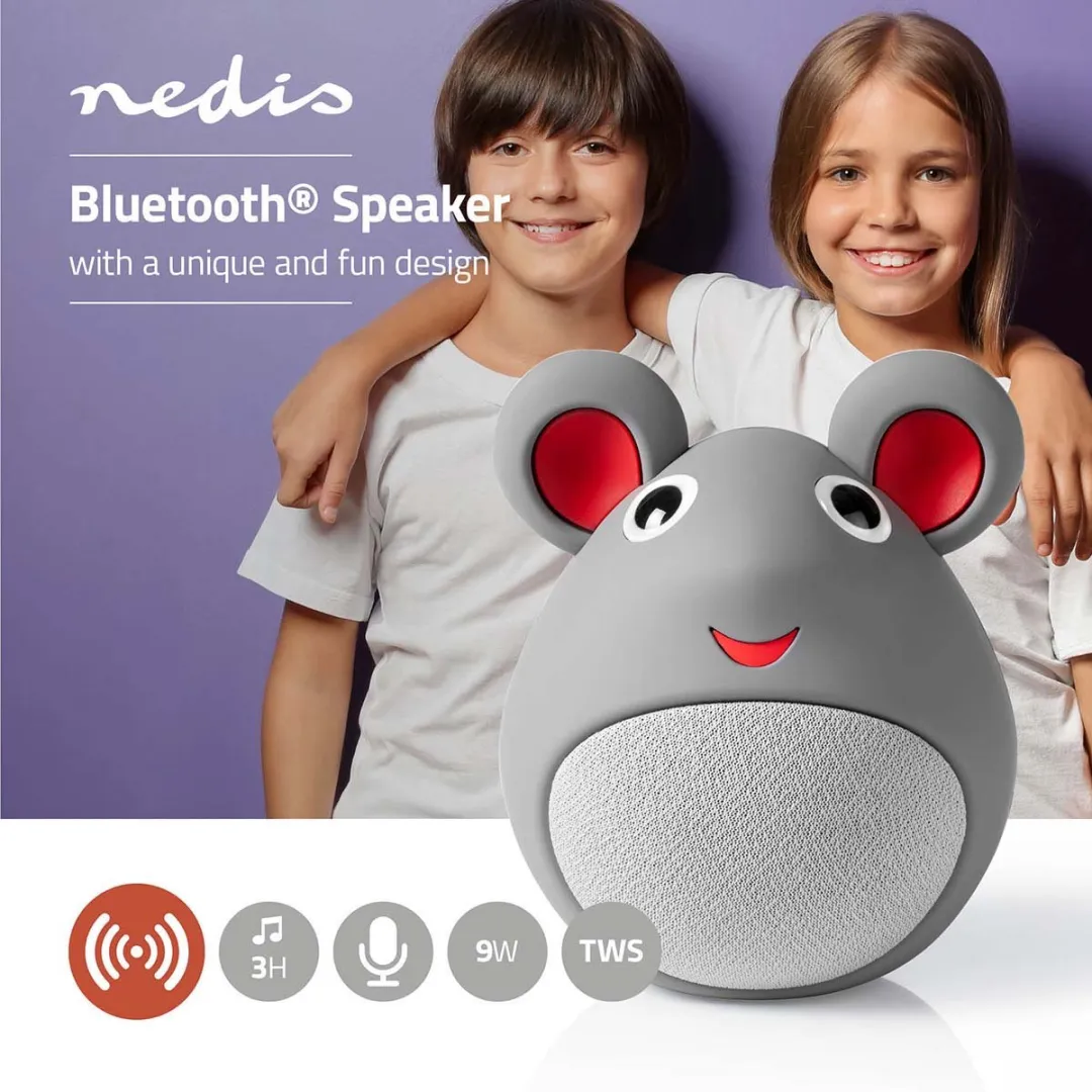 Nedis Animaticks Melody Mouse SPBT4100GY Bluetooth Speaker - Grijs