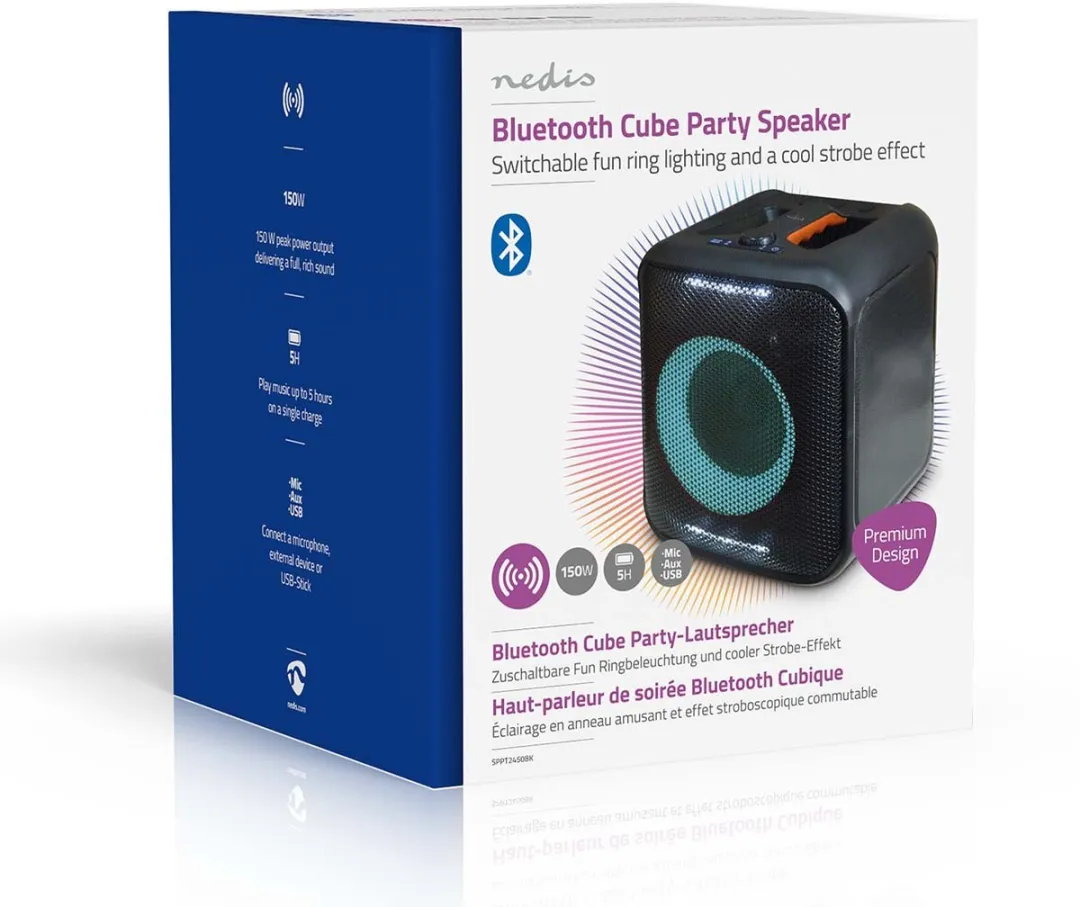 Nedis SPPT2450 Partybox Bluetooth Speaker 150W - Zwart - afbeelding 6 van 6