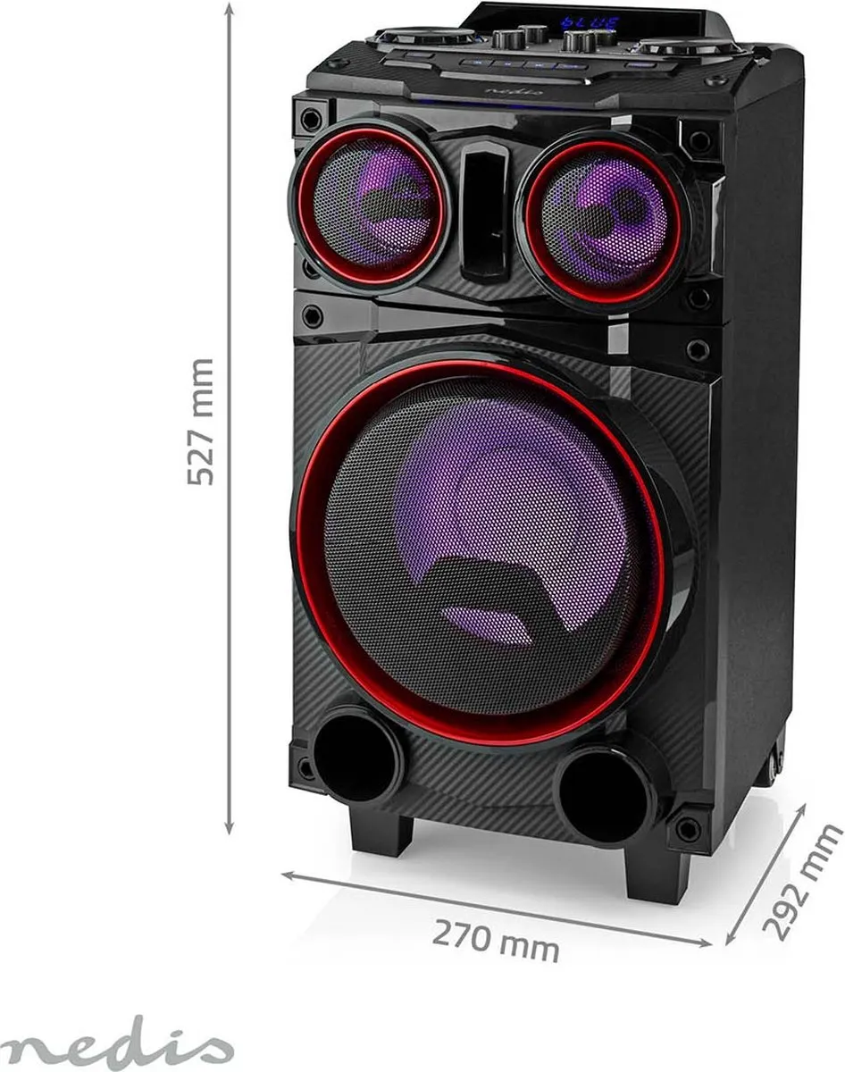 Nedis SPPT800 Bluetooth Party Speaker 120W - Zwart