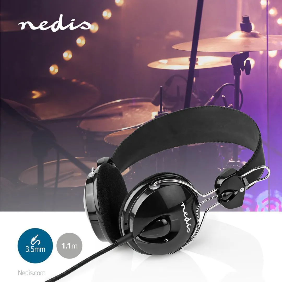 Nedis HPWD1104BK On-Ear Koptelefoon 1.1m - Zwart