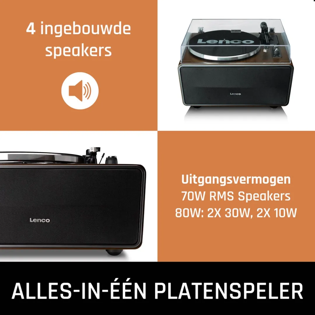 Lenco LS-470WA Platenspeler - Bluetooth - 70W - Walnoot - afbeelding 6 van 6
