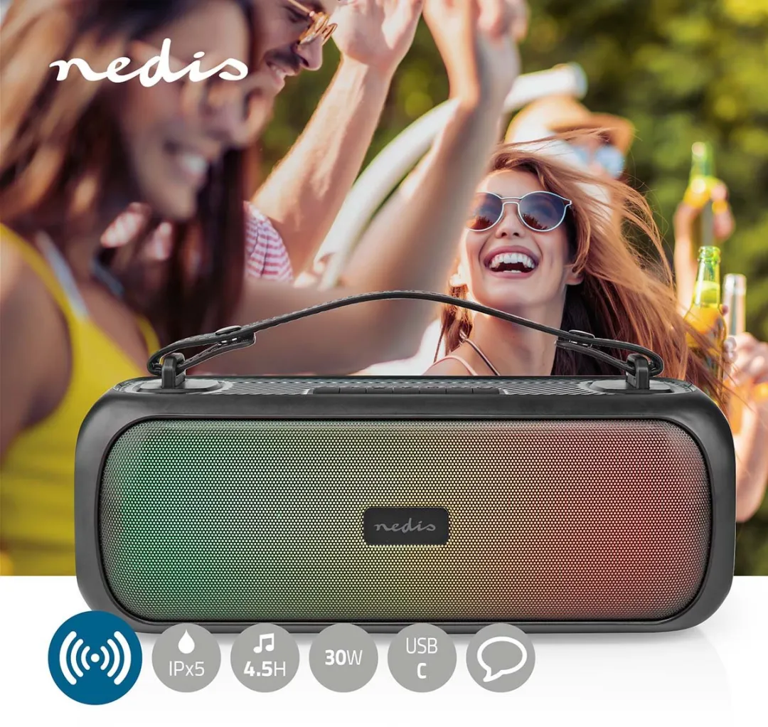 Nedis SPBB316 Bluetooth Party-Boombox 45W - Zwart