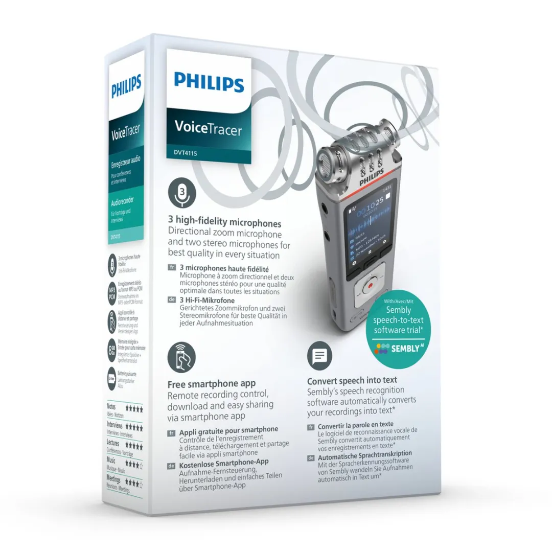 Philips DVT4115 Audiorecorder - 3Mic Zilver - afbeelding 6 van 6