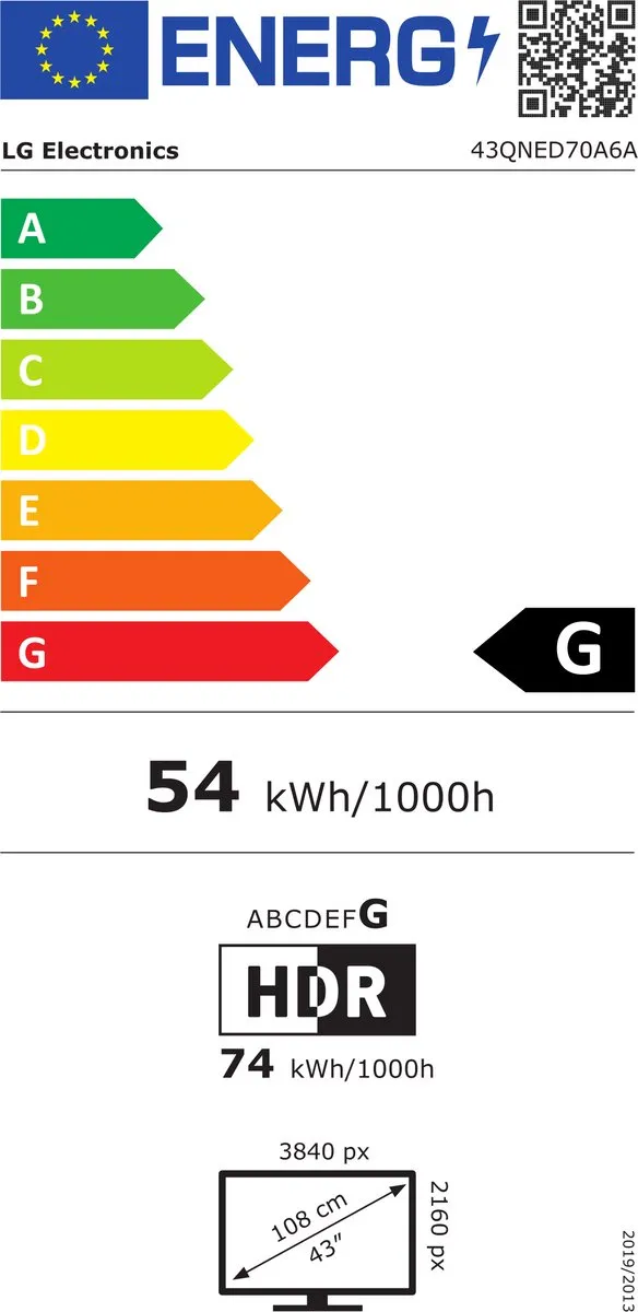 LG 43QNED70A6A.AEU Smart TV 4K QNED - 20W - Zwart