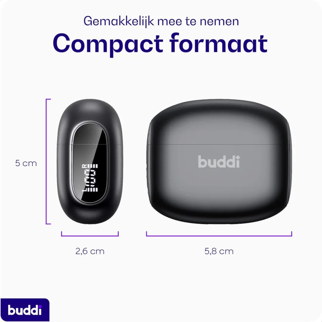 Buddi Pulse BPTWS0001 Draadloze Oordopjes - ANC + ENC - Zwart - afbeelding 6 van 6