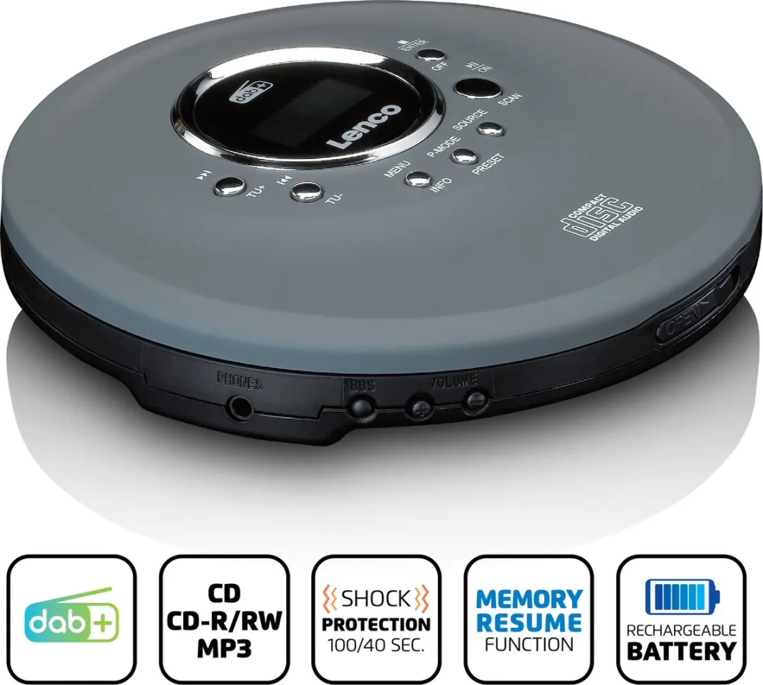Lenco CD-400GY Discman DAB+ FM Radio - Antraciet